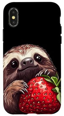 Nice Sloth with Strawberry Season for Sloths and Berries Case for iPhone X/XS