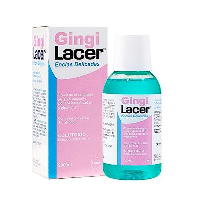 GINGILACER - Codzienny kolutorium 200 ml, Zmniejsza krwawienie dziąseł, Idealny do zapalenia dziąseł i przyzębia, aromat miętowy, fluor, przeciwbakteryjny i przeciwbakteryjny