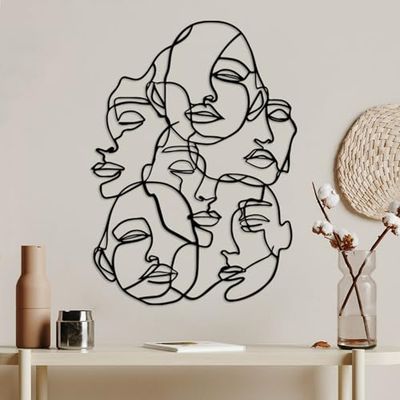Hanah Home Elegante accesorio decorativo de pared de metal negro, 42 x 60 cm, 100% metal, 1,5 mm de grosor, fácil montaje en pared, perfecto para decoración moderna del hogar