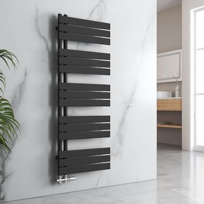 EMKE Badkamerradiator handdoekhouder 1599x500 mm, handdoekradiator zijaansluitingen platte handdoekverwarmer handdoekdroger radiator badkamer handdoekverwarming zwart 794W