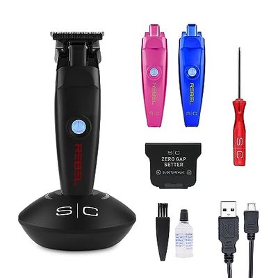 Tagliacapelli Uomo Professionale Stylecraft Rebel Trimmer by Gamma Più, Regolabarba Uomo con Motore Rotativo 7.500 Rpm, 120 Minuti di Autonomia Senza Fili, Lama Regolabile 0 Gap, 3 Cover