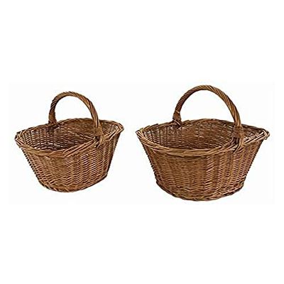 Vacchetti Cesto Vimini Europeo Giovanni Set 2 Pezzi Ovale, Multicolor, Medio