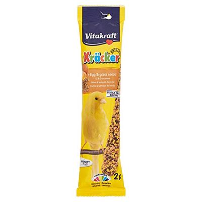 Vitakraft - Barritas Kräcker para Canarios, Sabor Huevo y Semillas de Hierba - 2 uds x 54 g