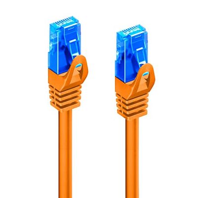 Cable de conexión Ethernet Cat.5e U/UTP transmisión hasta 1Gigabit, 2 Conectores RJ45, Cable de PVC, CCA, AWG 26/7. Ideal para transmisión por Fibra óptica con Gigabit/LAN regi, 05 m,Naranja