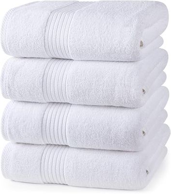 Utopia Towels – Lot de 4 Serviettes de Bain luxueuses Blanches 700 g/m² 100% Coton filé à l'anneau, séchage Rapide, très absorbantes, Douces au Toucher, parfaites pour Un Usage Quotidien