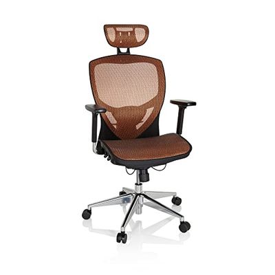 hjh OFFICE 657010 professionele bureaustoel VENUS ONE netstof oranje draaistoel ergonomisch met lendensteun