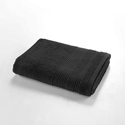 Douceur d'Intérieur, Drap de Douche (70 x 130 cm) Tendresse Noir, Eponge Unie