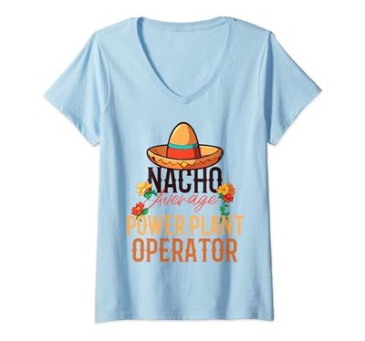 Mujer Nacho Operador promedio de planta de energía Cinco de Mayo Camiseta Cuello V