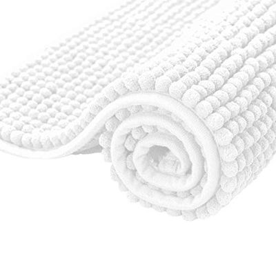 subrtex Tapis de Bain Extra Absorbant Tapis pour Sortie de Douche en Microfibre Chenille Lavable en Machine (40×60cm, Blanc)