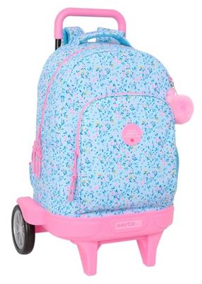 safta VMB PARAÍSO Grand Sac à Dos à roulettes Compact Amovible Idéal pour Enfants de Différents Âges, Confortable et Polyvalent, Qualité et Résistance, 33 x 22 x 45 cm, Bleu Clair /, Bleu Clair/Rose