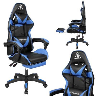 Krüger&Matz GX-150 Chaise de Gaming, Polychlorure de Vinyle Chlorure de polyvinyle (PVC) Similicuir, Noir et Bleu, Jeden rozmiar