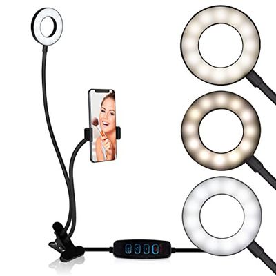 Philips, Grundig - Anello luminoso da studio per selfie, social media e vlog, con morsetto da tavolo, collo flessibile, USB