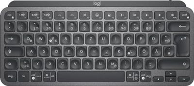 Logitech MX Keys Mini draadloos toetsenbord, compact, Bluetooth, achtergrondverlichting, USB-C, compatibel met Apple macOS, iOS, Windows, Linux, Android, metalen behuizing - donkergrijs, QWERTZ