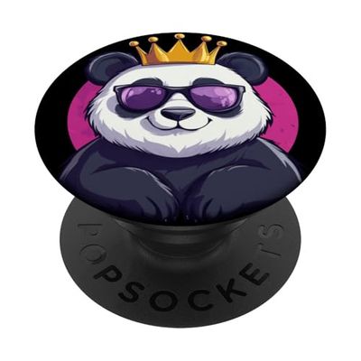 Disfraz de panda genial con gafas de sol y corona PopSockets PopGrip Adhesivo