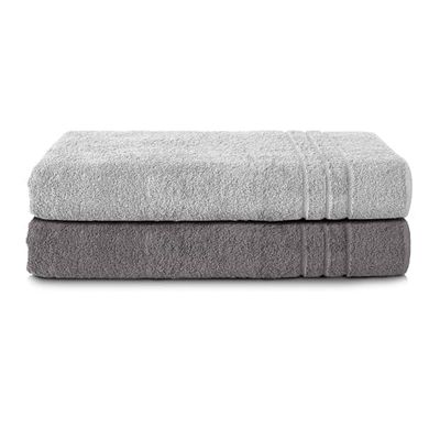 Komfortec Uppsättning av 2 bastuhanddukar, 80 x 200 cm av 100% bomull, XXL bastuhandduk, mjuk, stor, frotté, snabbtorkande, antracit grå/silver