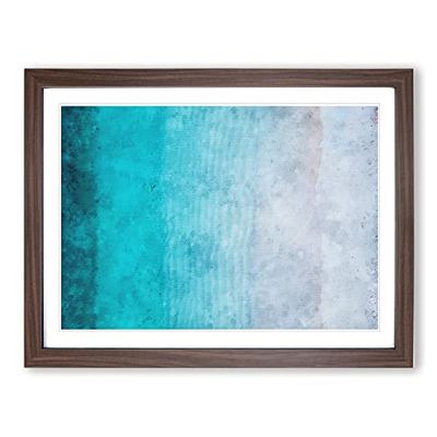 Treasure Island Beach In Fiji Painting Modern Art Framed Wall Art Print, Ready to Hang Picture for Living Room Bedroom Home Office Décor, Walnut A4 (34 x 25 cm)