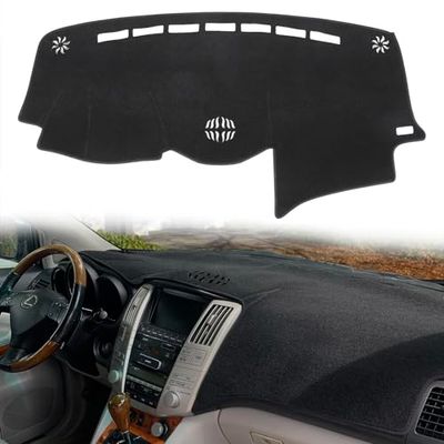 HanLanKa Copertura per cruscotto Compatibile con Lexus RX330 2004-2006, RX350 2007-2009, RX400h 2006-2008, Nero con Fori centrali per Altoparlanti