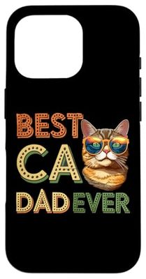 Best Cat Dad Ever: Retro Cool Cat Graphic Custodia per iPhone 16 Pro
