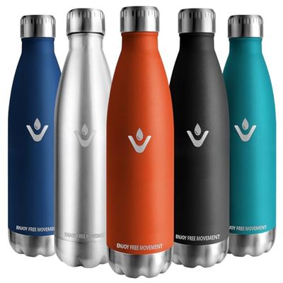 Vikaster Borraccia acciaio, 750ml Borraccia, Borraccia acciaio inox Mantiene Caldo per 12 Ore/Freddo 24 Ore, Borracce Senza Perdite, Borraccia Adatto Bambini, Adulto, Scuola, Outdoor