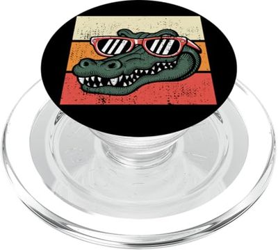 Lunettes de soleil rétro crocodile alligator vintage coucher de soleil PopSockets PopGrip pour MagSafe