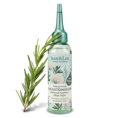Jean&Len Tonique au Romarin, Stimule la Pousse des Cheveux, Non Gras, Prévient la Chute des Cheveux, Tonique du Cuir Chevelu, sans Parabènes et sans Silicone, Végan, 75 ml