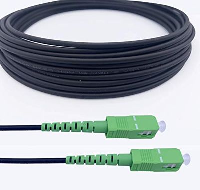 Elfcam - Cavo Fibra Ottica con Armatura in Acciaio Corrugato SC/APC per SC/APC Simplex Monomodale, Compatibile con TIM Fibra, Vodafone Fibra, Wind Fibra e Tre Fibra (10M)