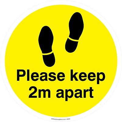 Please keep 2m apart floor graphic yellow