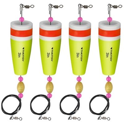 THKFISH Visdobbers dobbers vissen knallende kurk forel vlotter rig gewogen popping dobbers kurk forel drijvers voor vissen zout water 4 STKS GEELWIRE 35g