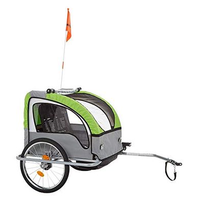 Fischer 86388 - Carretto portabambini per Bicicletta, Modello Komfort, con sospensioni Certificate TÜV/GS, Colore: Verde/Antracite