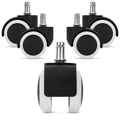kwmobile 5x bureaustoelwieltjes - Zwenkwielen voor meubels - Set van 5 - Diameter 10/50 mm - Vervangende kunststof wieltjes - 360° draaibaar - Wit