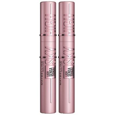 Maybelline New York Lash Sensational Sky High Mascara, Volumising & Lengthening, Washable Flake-Free Formula: Black + Brown (Duo Bundle)