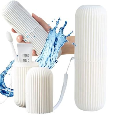 PARENCE.- Etui na szczoteczkę do zębów - Praktyczny i higieniczny sznurek do zawieszania - Bezpieczne zamknięcie Snap Cup - Podróżny, Codzienny - biały