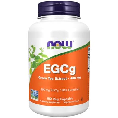 Now Foods, EGCg, Extrait de Thé Vert, 400 mg, 180 Capsules végétaliennes, Testées en Laboratoire, Sans Gluten, Sans Soja, Végétariennes