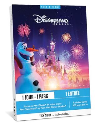 Tick’nBox – Coffret Cadeau Parc Disneyland Paris - 1 journée sur l’Un des 2 Parcs Disneyland ou Walt Disney Studios pour 1 Adulte – idée Cadeau Originale