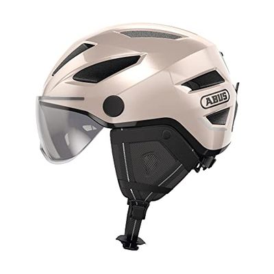 ABUS Casco city Pedelec 2.0 ACE - casco de bicicleta con luz trasera, visera, protector de lluvia, protección para las orejas - para hombres y mujeres - dorado, talla M