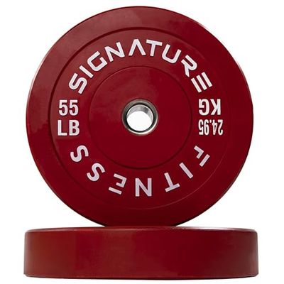 Signature Fitness 2 "Olympische de Gewichtsplaten van de Bumperplaat met Staalnaaf, 55lbs Enig, Gekleurd