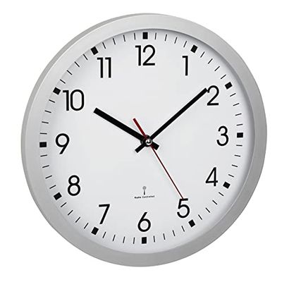 TFA Dostmann Relógio de parede analógico sem fios 60,3522,02, 30 cm de diâmetro, com segundo, cobertura de vidro, mostrador grande, para cozinha, sala de estar, escritório, relógio de parede redondo,