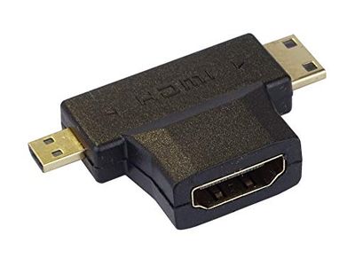 PremiumCord Adaptador HDMI a Mini HDMI y Micro HDMI Chapado en Oro, HDMI Hembra a Mini HDMI Macho y Micro HDMI Macho - para Full HD 1080p, 3D, Color Negro