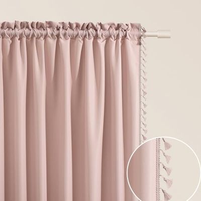 ROOM99 Lara Curtain with Ruffle Tape, 140 x 260 cm, Width x Height Sliding Curtains, Modern Curtain, Living Room, Bedroom, Powder Pink, Pack of 1