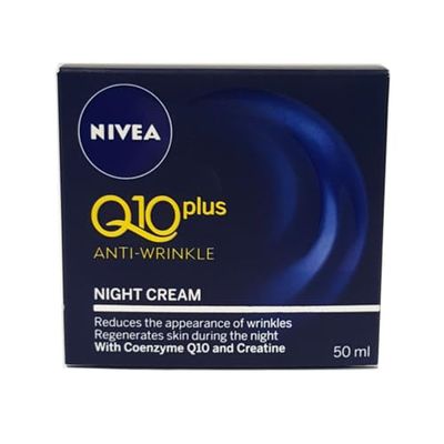 NIVEA Q10 Power Crème de nuit raffermissante anti-âge + créatine & Q10 hydratant nuit pour femme Réduit l'apparence des rides (50 ml)