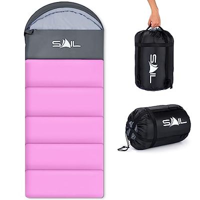SAIL Slaapzak 3-4 Seizoen - 2KG 400GSM Winter & Koel Weer Lichtgewicht, Waterdicht Binnen & Outdoor Gebruik voor Kinderen & Volwassenen voor Wandelen, Backpacken en Kamperen - Roze