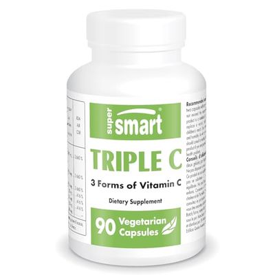 Supersmart - Triple C - 3 Forms of Vitamin C - Ascorbic Acid, Calcium Ascorbate & Ascorbyl Palmitate - Powerful Immune System Booster | Non-GMO & Gluten Free - 90 Vegetarian Capsules