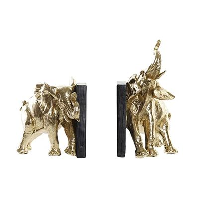 DKD Home Decor Sujetalibros, Vinilo, Dorado, Negro, Estándar