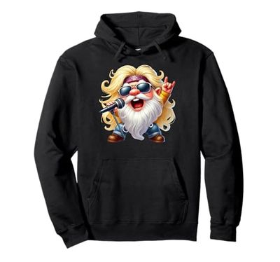 Cool Rockin Dad Gnome Grandpa Graphic With Rocker Hands Felpa con Cappuccio