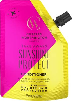 Charles Worthington Sunshine Protect Conditioner Takeaway, Moringa Seed Oil, UV filters, Hydrate and Nourish, Salon Shampoo for Sun Protection, 75ml