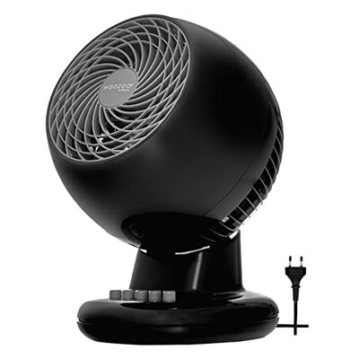 Iris Ohyama Woozoo, 13m², Ventilador de mesa, Negro, 3 velocidades, Oscilación, Silencioso, Potente,Escritorio, Portátil, Sobremesa, Table Fan, Ventoinha para el dormitorio, a oficina, Frio, PCF-M15