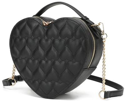 lola mae Bolso cruzado con forma de corazón para mujer, con cremallera alrededor del hombro, Negro-766