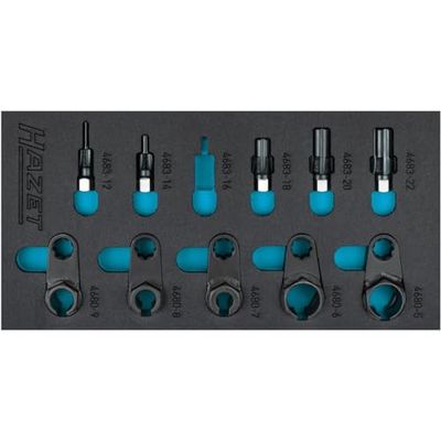 HAZET Jeu d'outils pour sondes de gaz d'échappement 163-611/10, 10 pièces, pour l'actionnement et la remise en état des sondes lambda, de particules et NOX,pour sondes de température de gaz