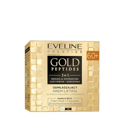 Eveline Cosmetics Gold Peptides föryngrande lyftkräm för 60+ med guldpeptidkomplex och PhytoCellTec stamceller – anti-rynk, uppstramande och fuktgivande formel 50 ml