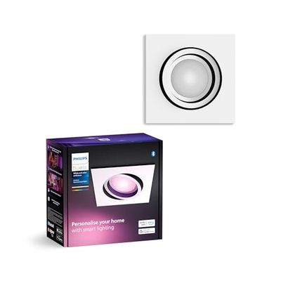Philips Hue White & Color Ambiance Ambiance Centura downlight angolari 1 confezione, plafoniere dimmerabili per il sistema Hue, controllo intelligente della luce tramite voce e app, bianco.